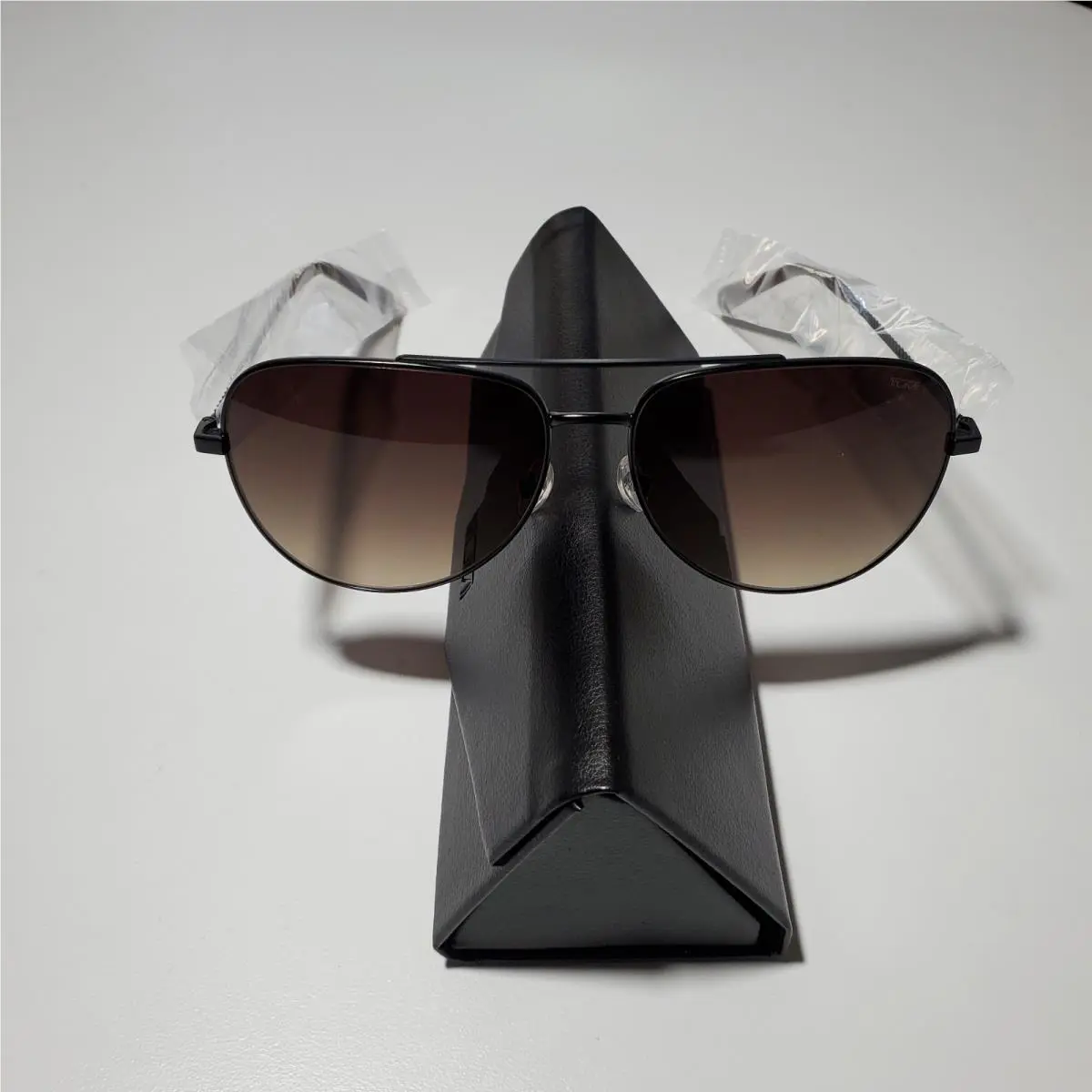 Tumi De Rigo Rem Aviator Sunglasses Black Gradient Brown Lens Metal Frame