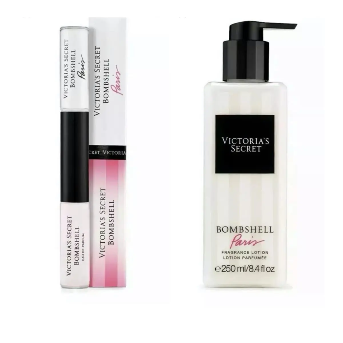 Victoria`s Secret Bombshell Paris Eau de Parfum Rollerball and Fragrance Lotion