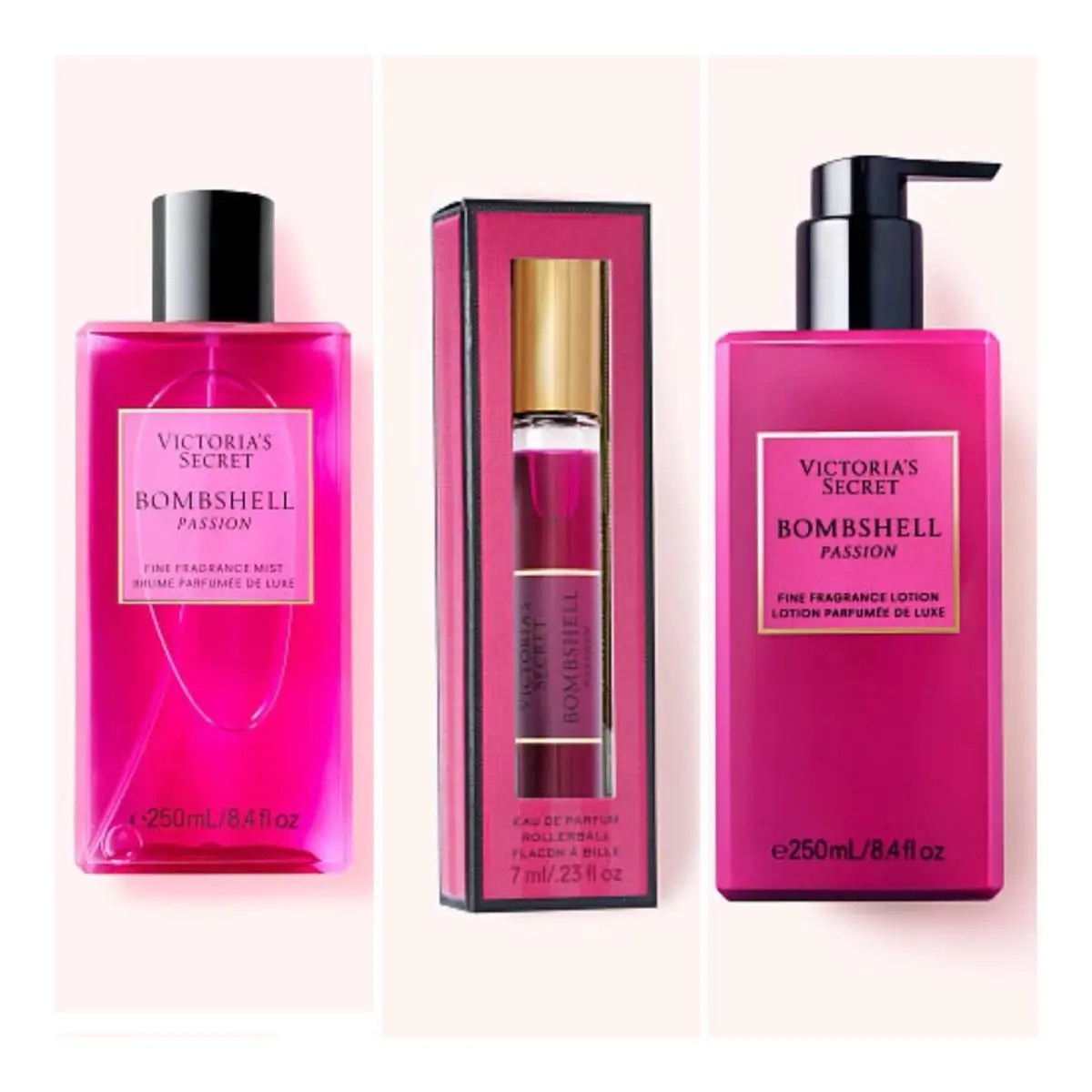 Victoria`s Secret Bombshell Passion Edp Rollerball / Fragrance Mist / Lotion