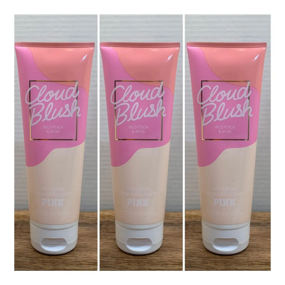 Victoria`s Secret Pink Cloud Blush Body Lotion 8 Fl.oz. Lot of 3