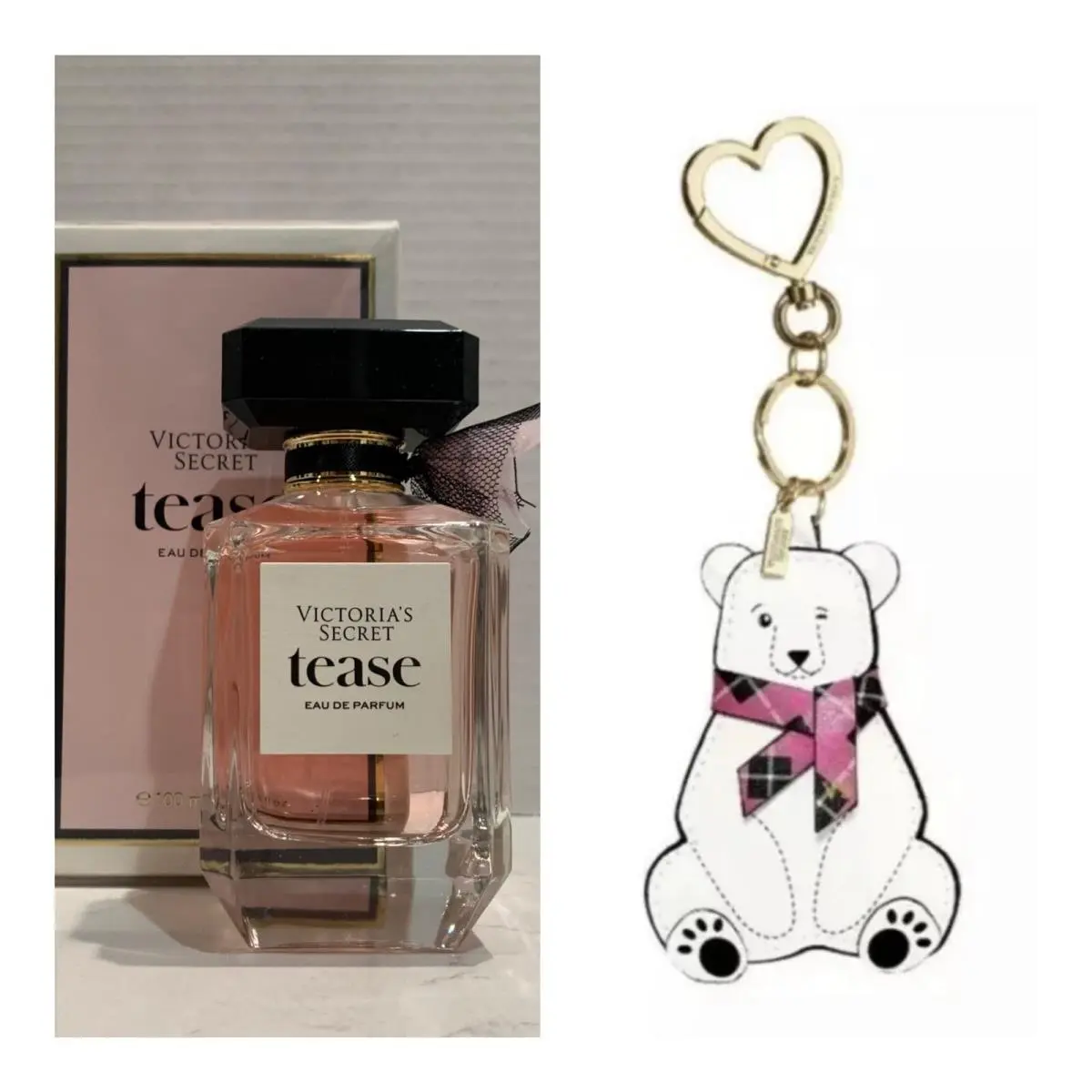 Victoria`s Secret Tease Eau de Parfum 3.4 Fl.oz. and VS Keycha by Victoria's Secret