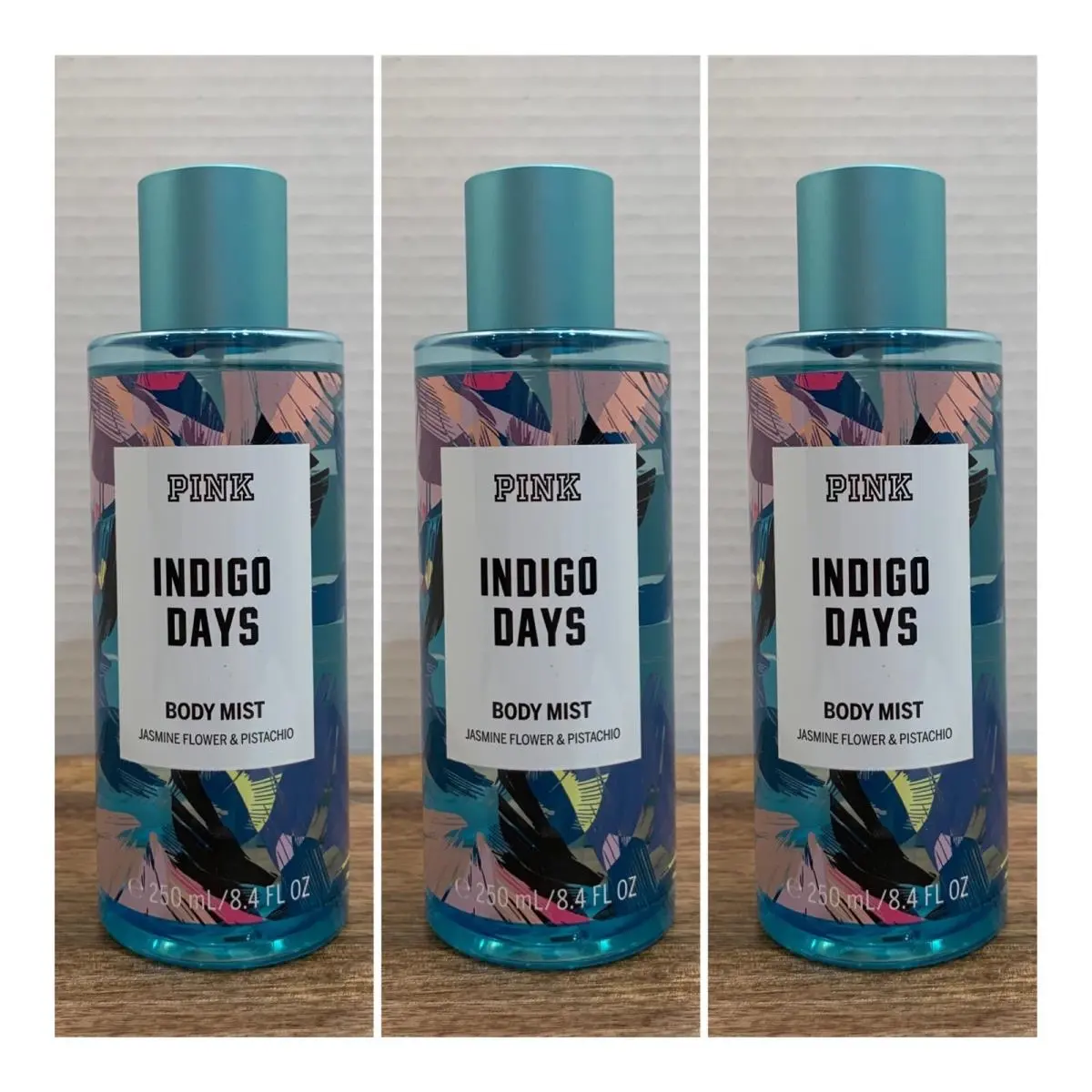 Victoria`s Secret Pink Indigo Days Body Mist 8.4 Fl.oz. Lot of 3