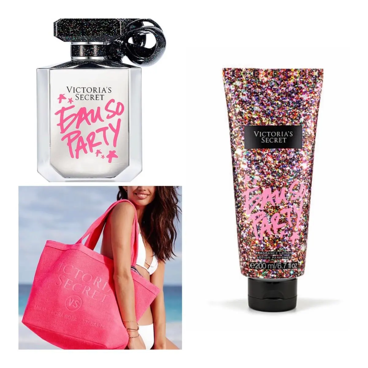 Victoria’s Secret Eau SO Party Eau de Parfum 1.7 Fl.oz. / Lotion / Tote Bag