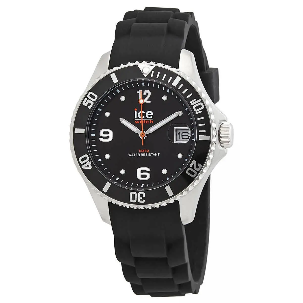 Ice Watch Quartz Black Dial Unisex Watch 020360 - Dial: Black, Band: Black, Bezel: Silver-tone