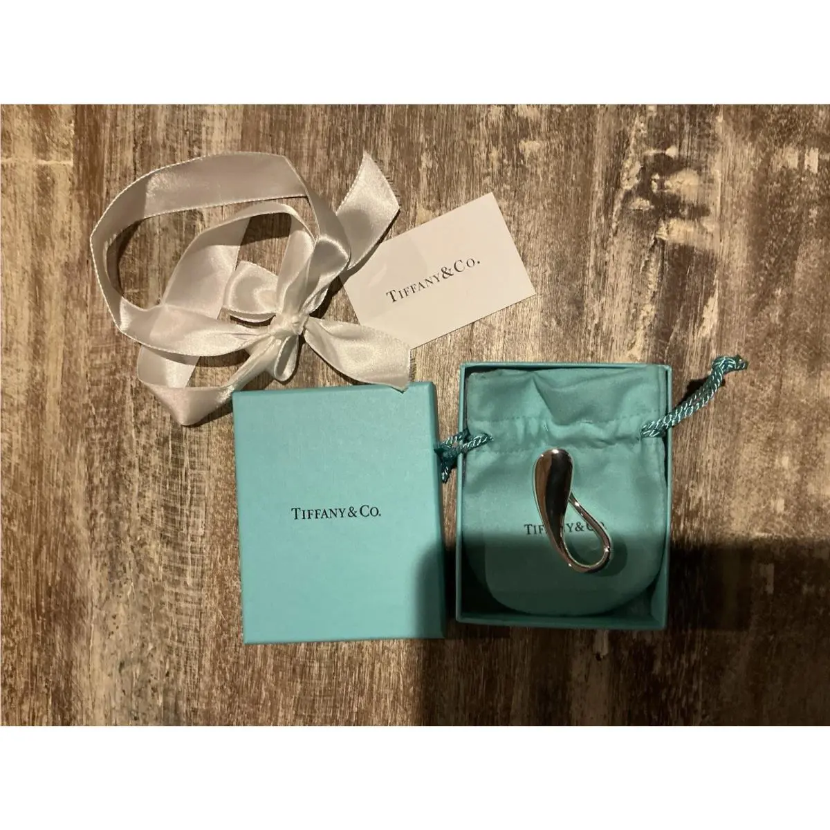 Tiffany Co. Elsa Peretti Teardrop Sterling Silver .925 Keychain Keyring