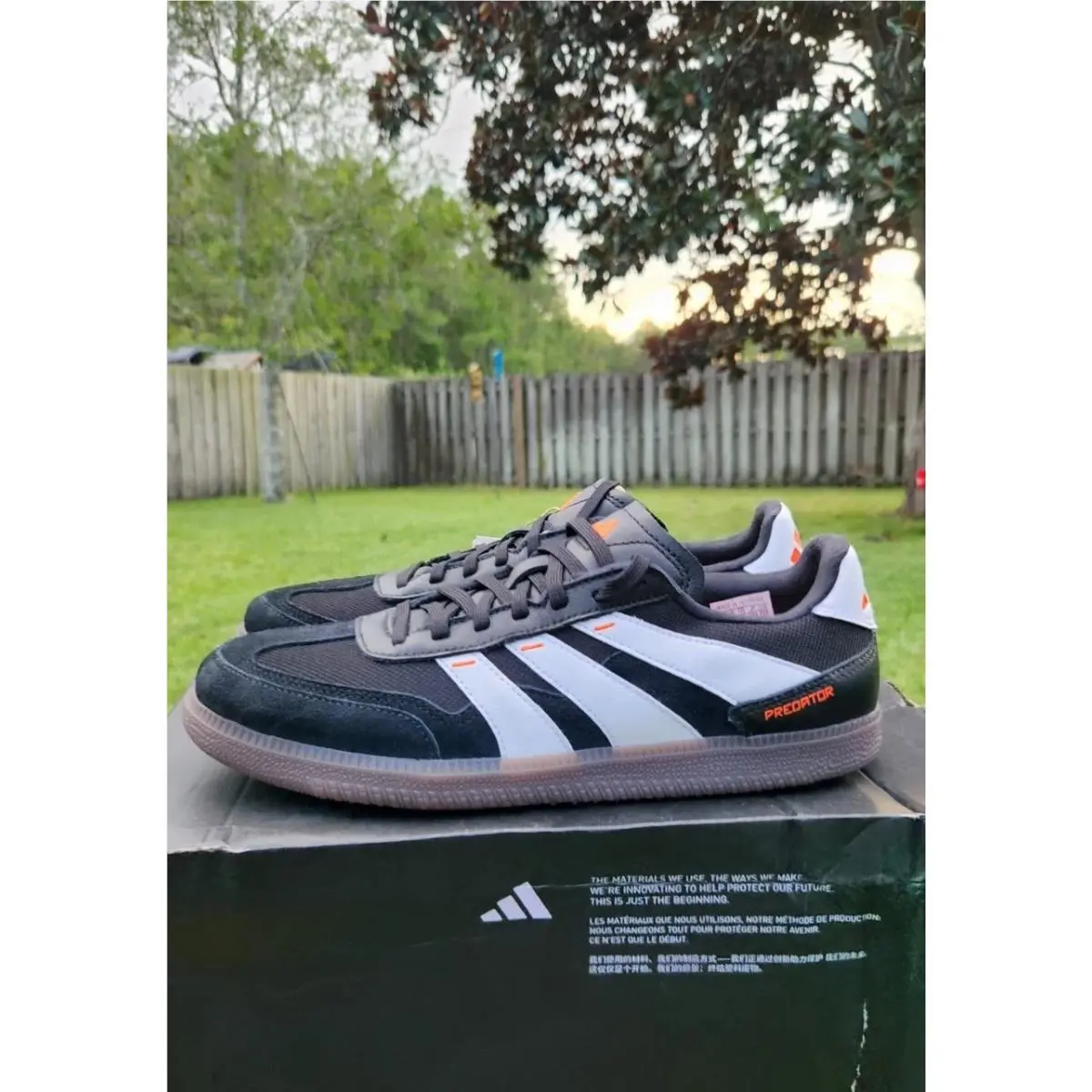 Size 7.5 - Adidas Predator Freestyle Low Black White Solar Red Indoor Soccer