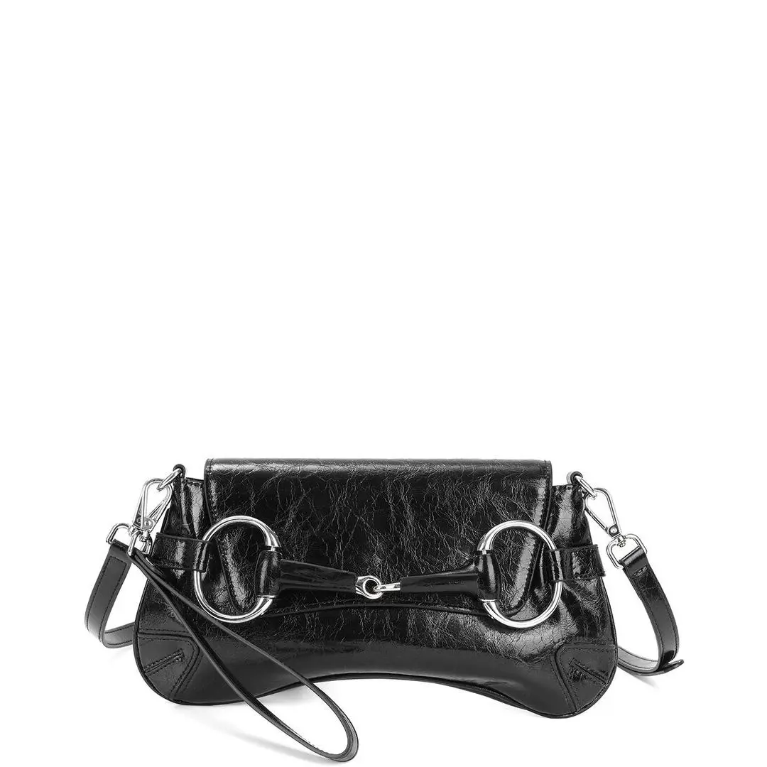 Tiffany Fred Paris Metallic Leather Shoulder Bag Women`s Black