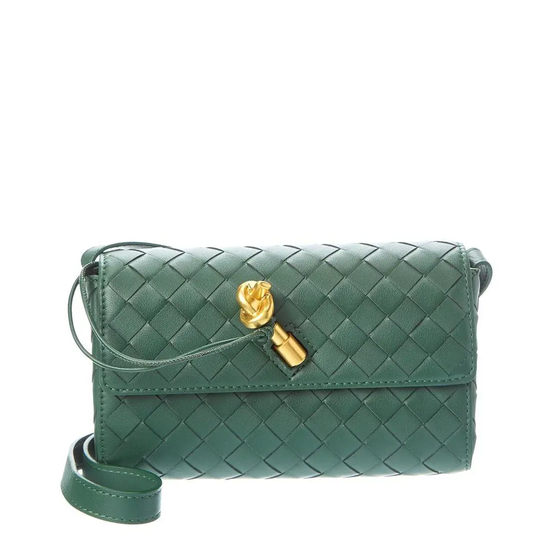 Tiffany Fred Paris Hand-woven Leather Clutch Women`s Green by Tiffany & Co.