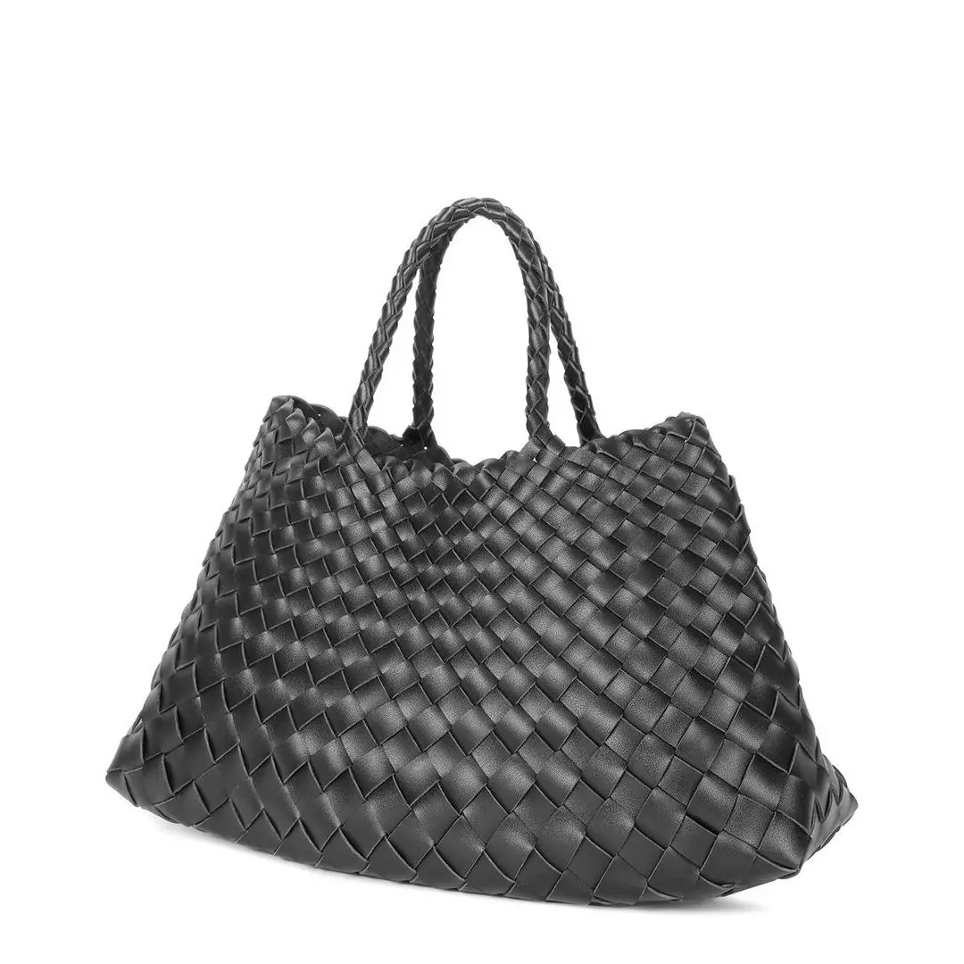 Tiffany Fred Paris Hand-woven Leather Tote Women`s Black
