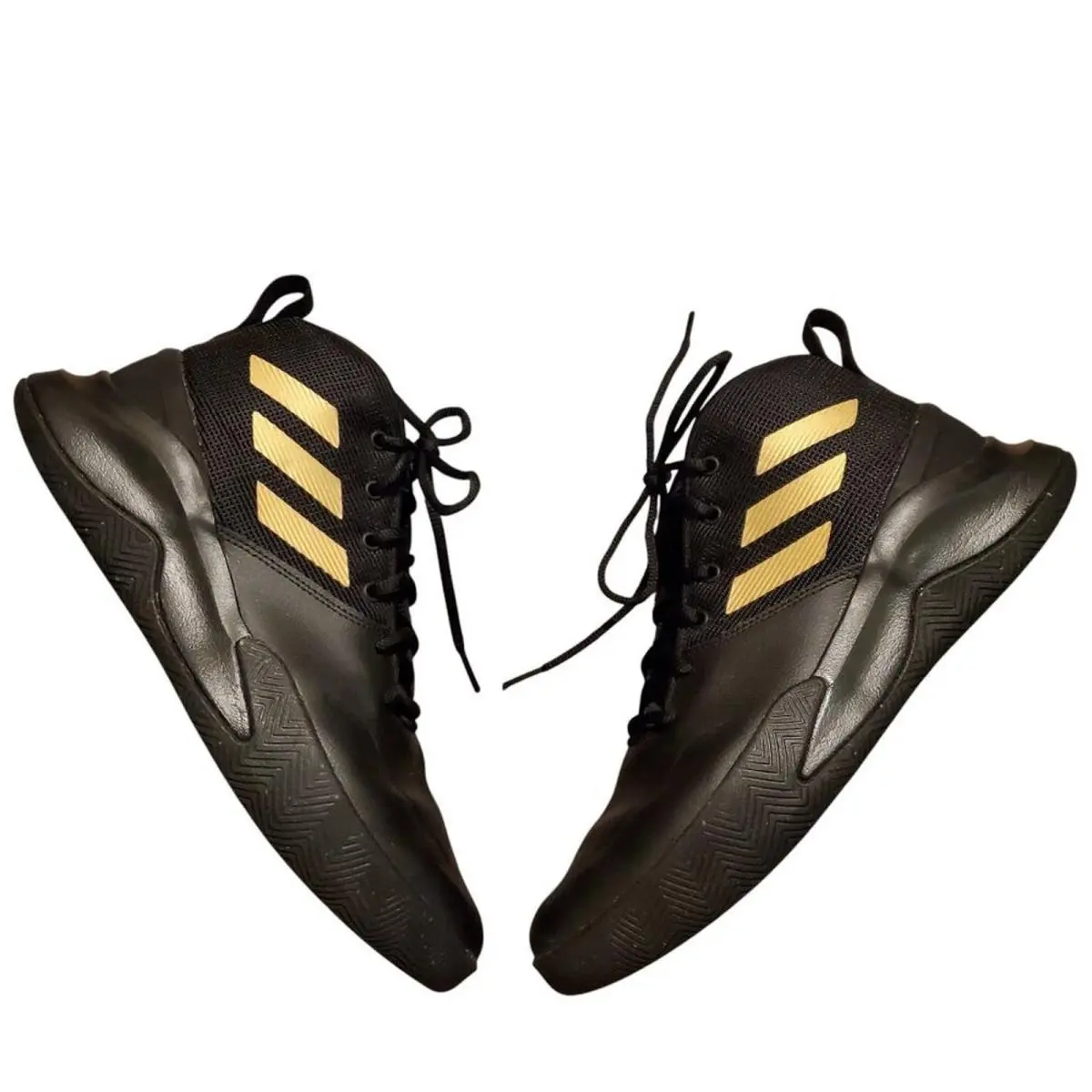 Adidas Ownthegame Matte Black Gold Basketball Athletic Shoes Sneakers Men`s 10