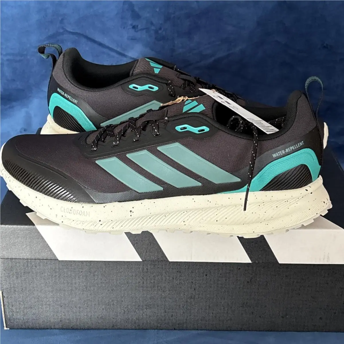 Runfalcon TR Men`s Size 12 Running Shoes Black Teal Athletic Sneakers by Adidas