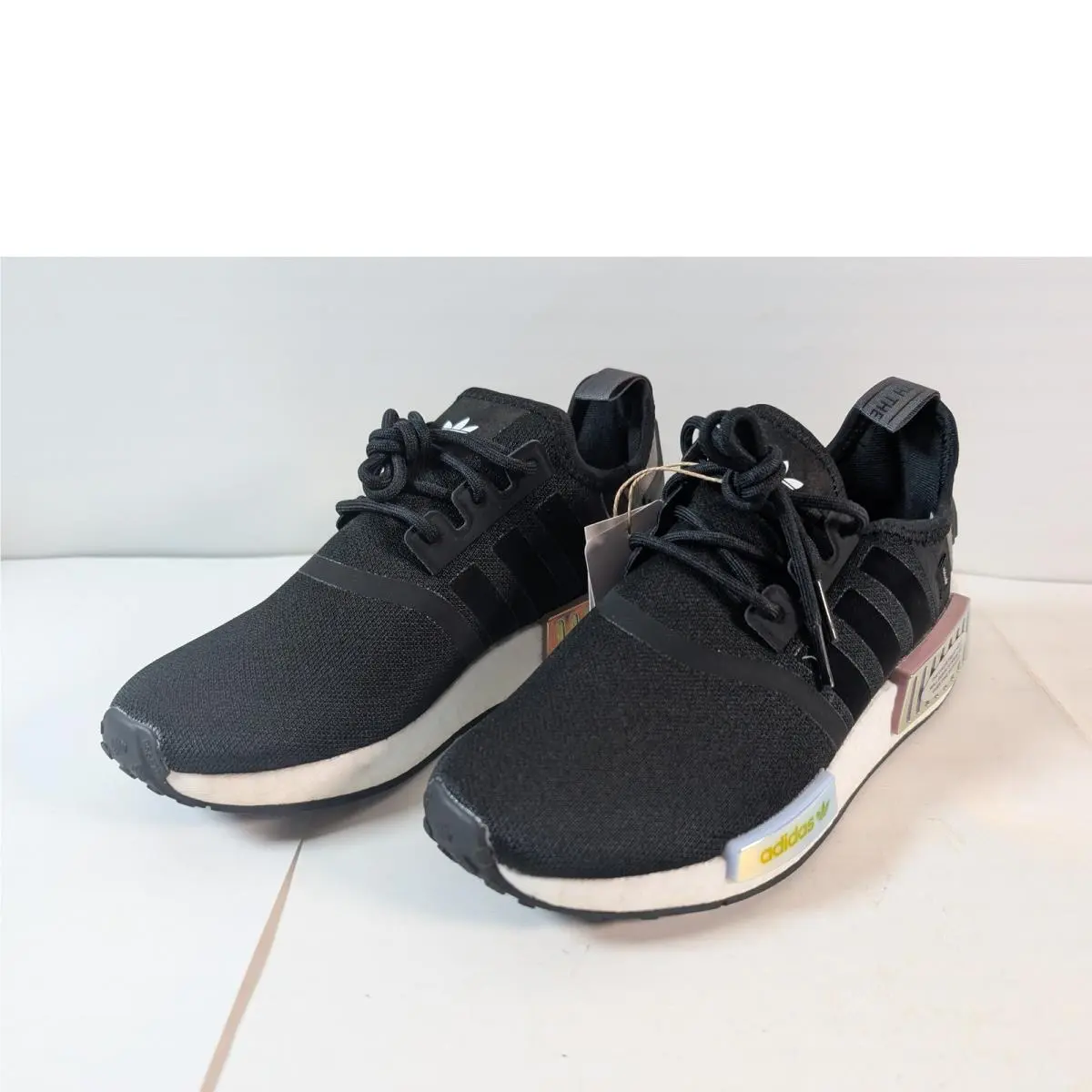Adidas Nmd R1 W GY8537 Black White Purple Stripes Running Sneakers Women 6.5