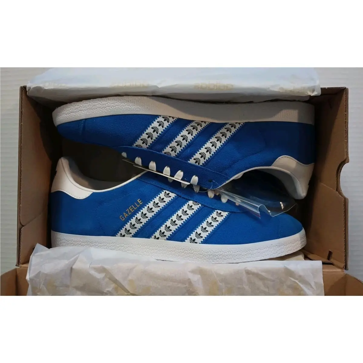 Adidas Gazelle Trefoil Stripe Blue/white FU9662 US Mens Size 11