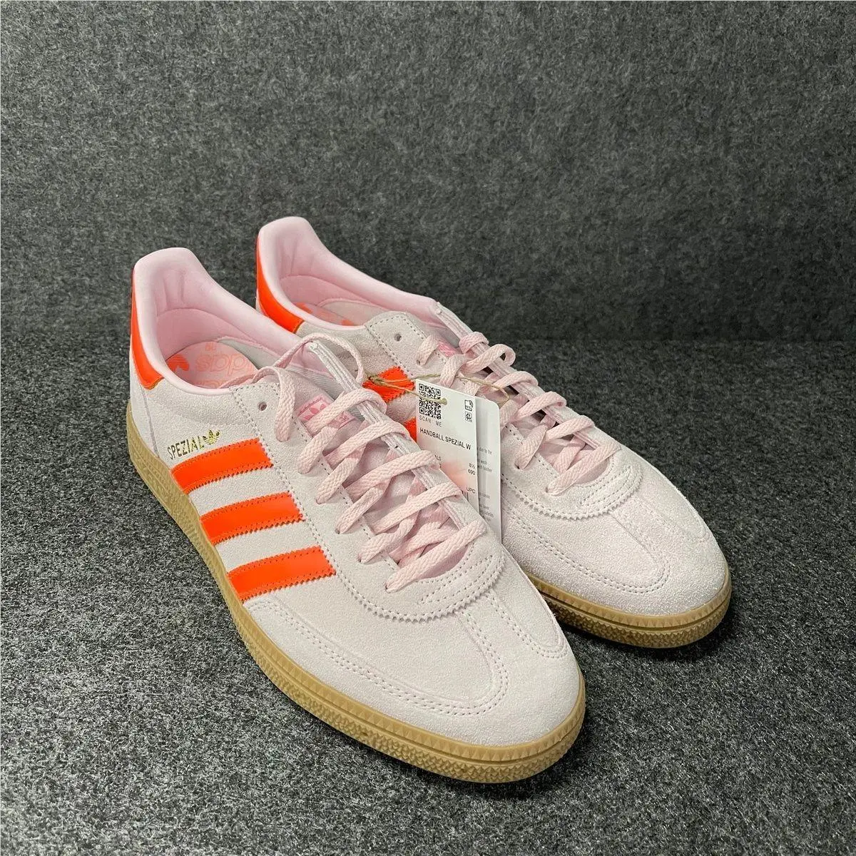 Adidas Handball Spezial Shoes Women`s Size 10 Clear Pink/orange/gum