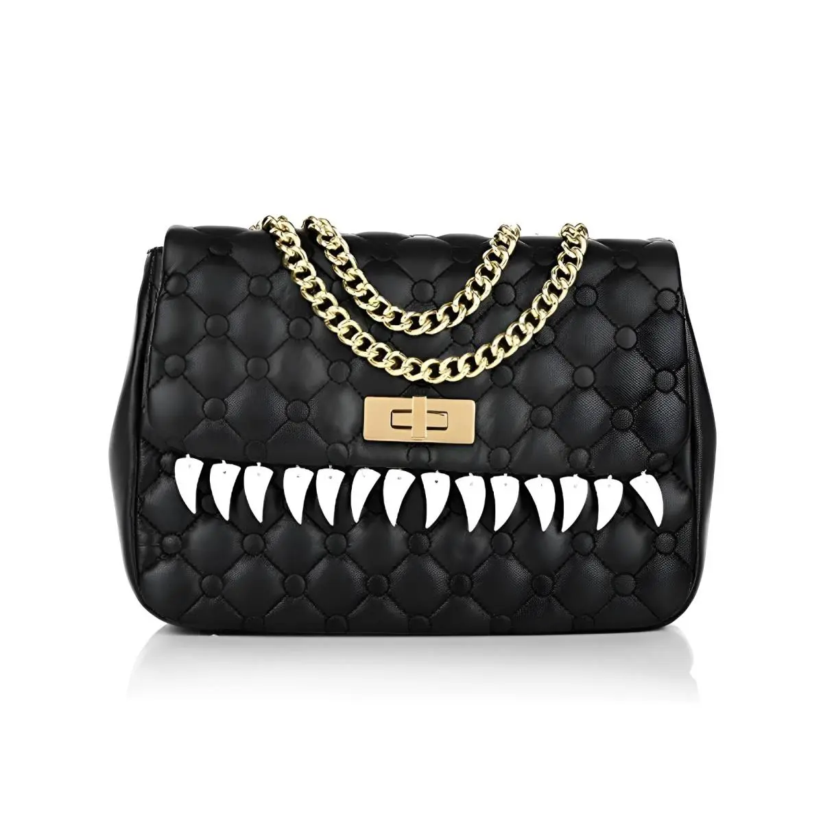 Moschino Cheap Chic Shoulder Bag Gold Black Turnlock Leather Handbag Purse