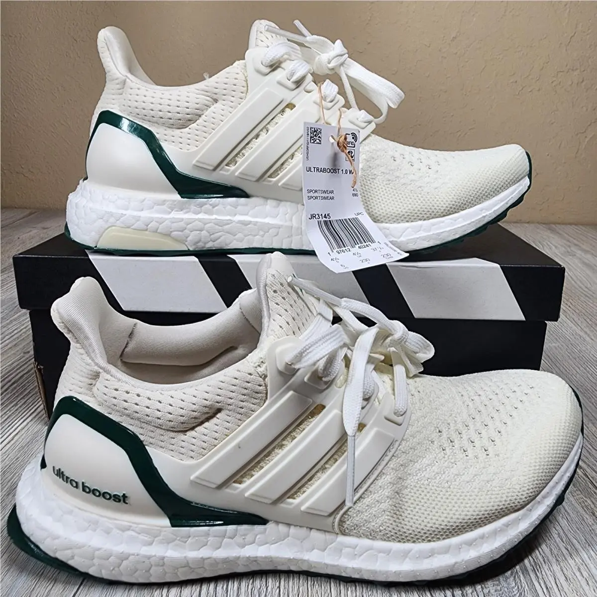 Adidas Ultraboost 1.0 Cream White/collegiate Green Womens Size 6 JR3145