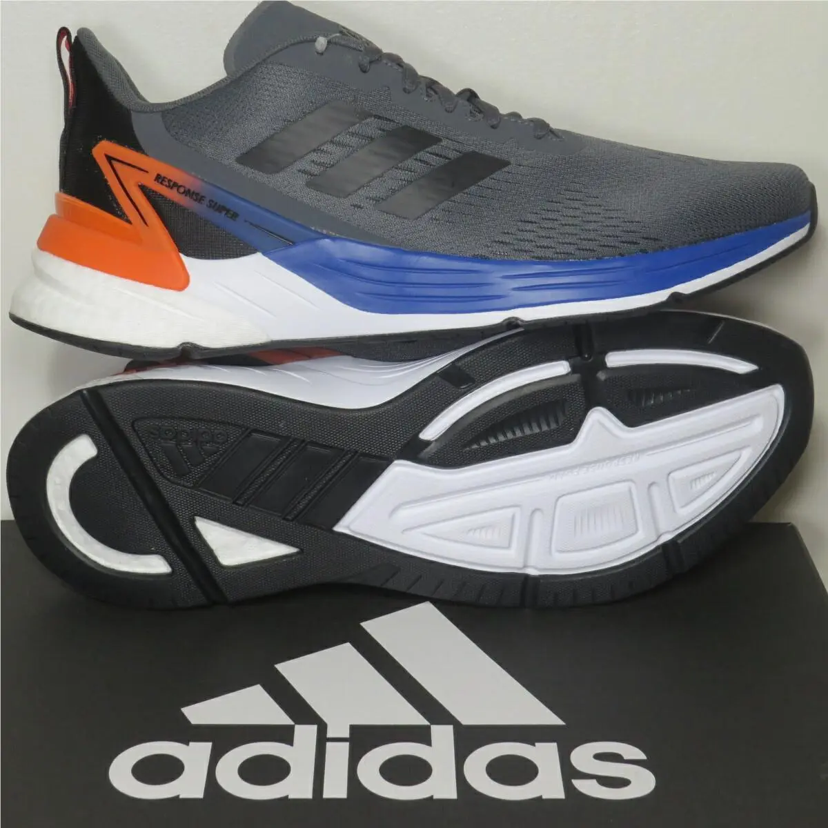 Adidas Response Super Boost Grey Solar Red Running Shoes FX4831 Mens Size 11