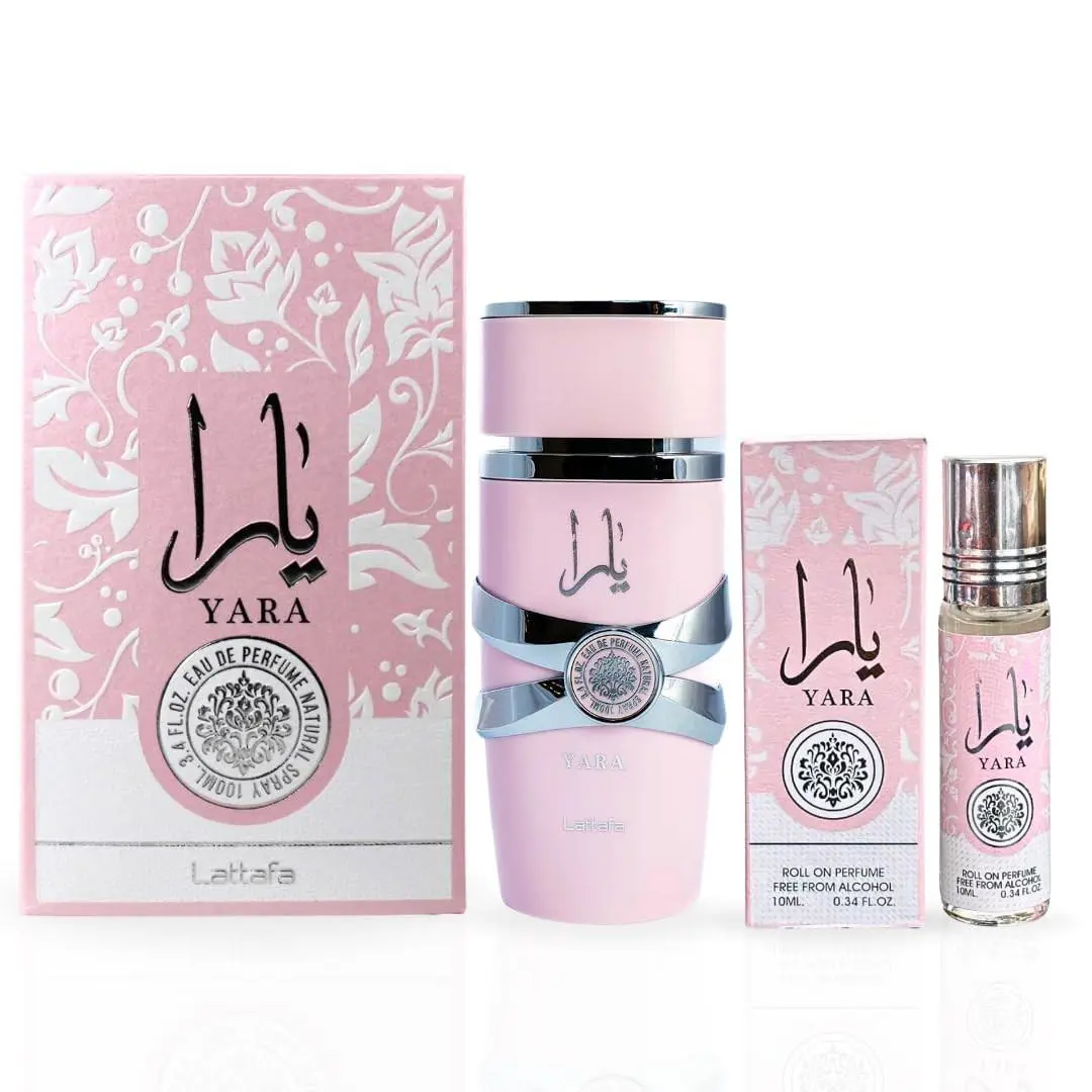 Lattafa Yara 2-Piece Fragrance Bundle For Women 3.4 Oz Eau De Parfum Spray + 0