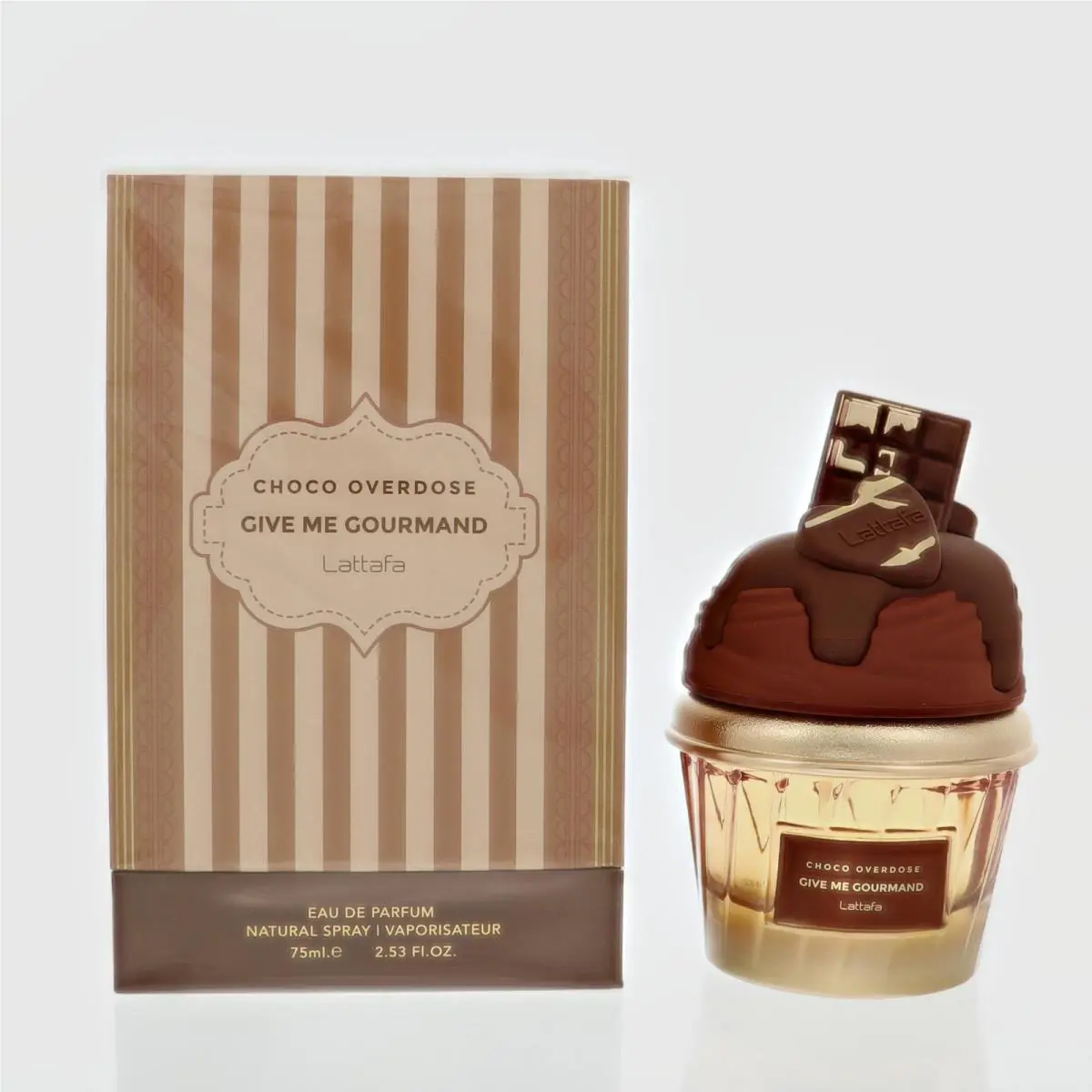 Give Me Gourmand Choco Overdose 2.53 Oz Eau De Parfum Spray by Lattafa Box For