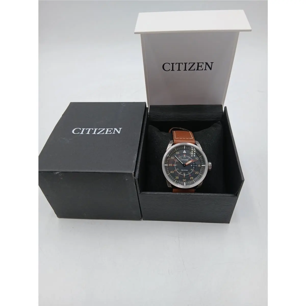Citizen Eco Drive Watch 12/24 Dial AW1361-10H Eco-drive Leather Band Men Z4-C7