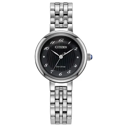 Citizen L Classic Eco-drive Black Dial Womens Watch EM0990-81E - Dial: Black, Band: Silver, Bezel: Silver