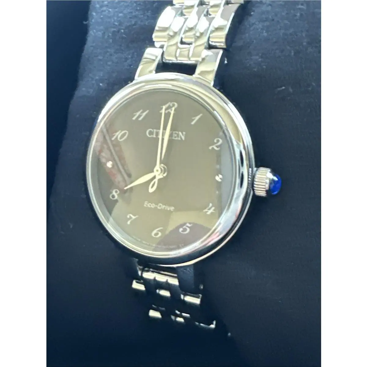 Citizen Women`s Citizen L Silver Eco-drive Stainless Steel Watch 27MM EM0990-81E - Dial: Black, Band: Silver