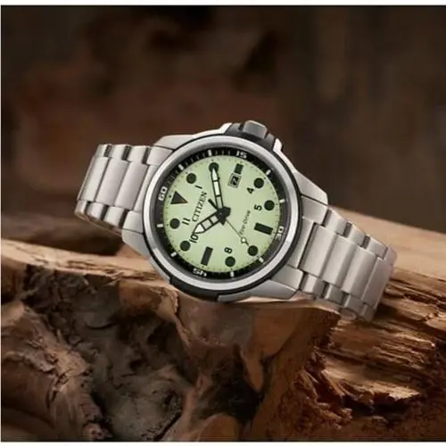 Eco-drive Solar Mens Watch 44mm Green Dial Luminous Stainless AW1800-89X by Citizen