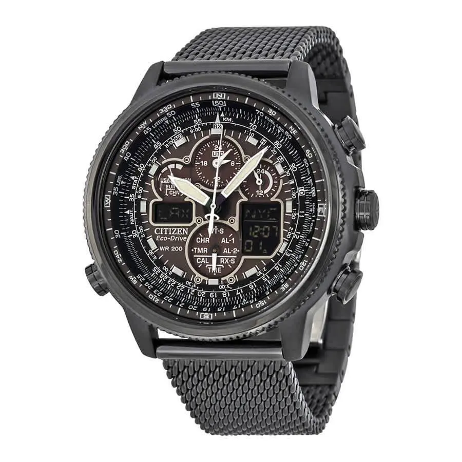 Citizen JY8037-50E Gent`s Black Dial Mesh Bracelet Chrono Watch