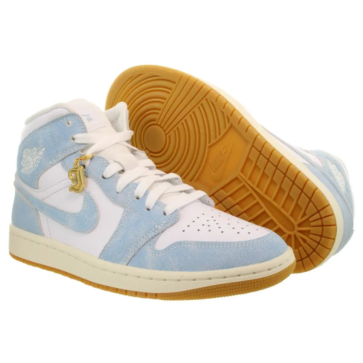 Nike shoes - Nike Air Jordan 1 Mid Denim - HQ2005 100 - White, Worn Blue, Sail, Gum Light 5