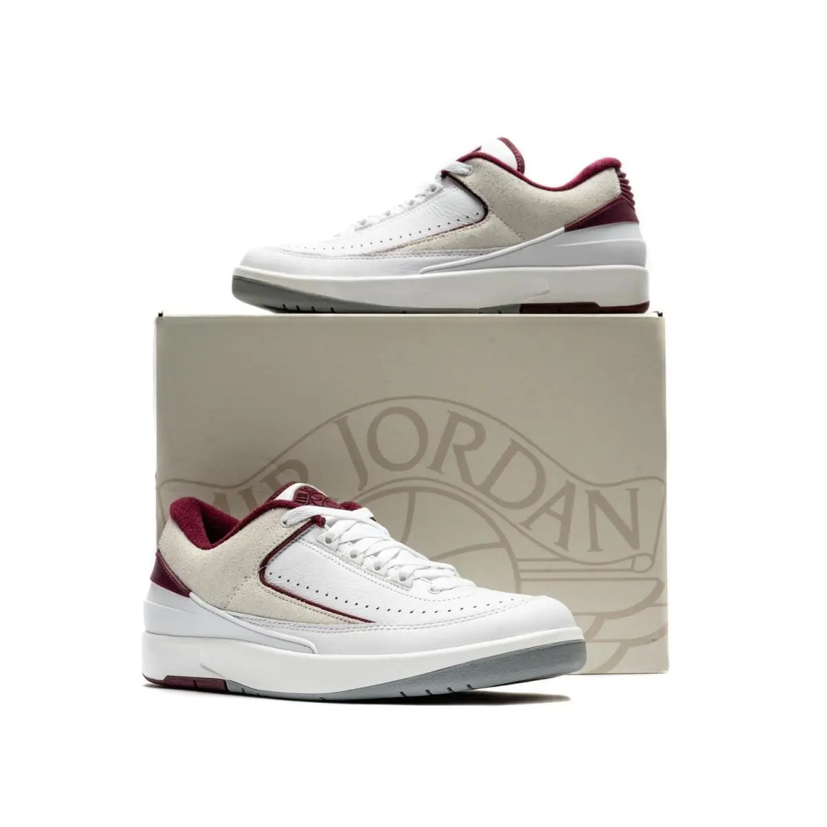 Nike Air Jordan Two Sneakers Retro Low Top White Shoes Classic Trainers Men Size - White, Manufacturer: White/Cherrywood Red