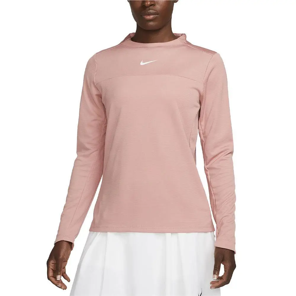 Nike Women Dri-fit UV Advantage Crew Golf Mock Red Stardust/white - FW23