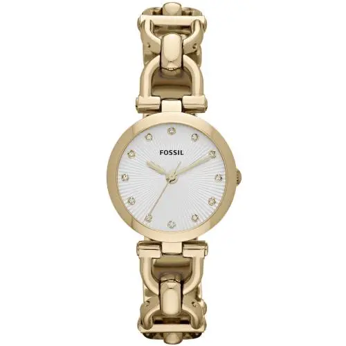 Mint Fossil Olive Crystals Gold-tone Stainless Steel 28mm Womens Watch ES3349