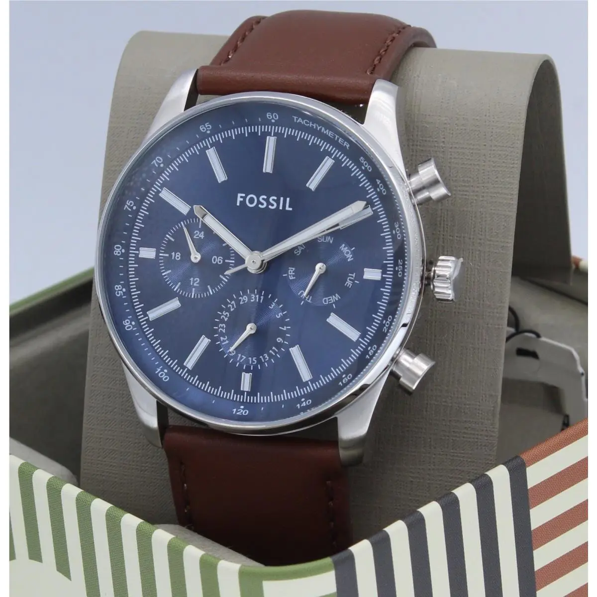 Fossil Sullivan Chronograph Navy Blue Brown BQ2857 Men`s Watch