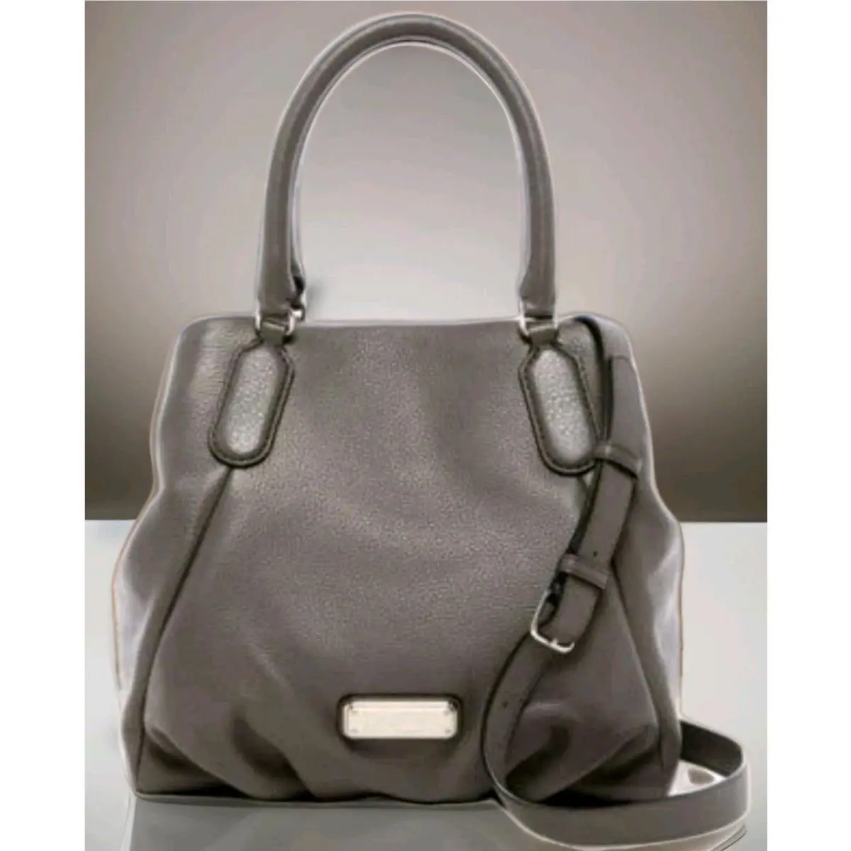 Marc Jacobs Q Fran Aluminum Grey Italian Leather Shoulder Tote Bag by Marc By Marc Jacobs