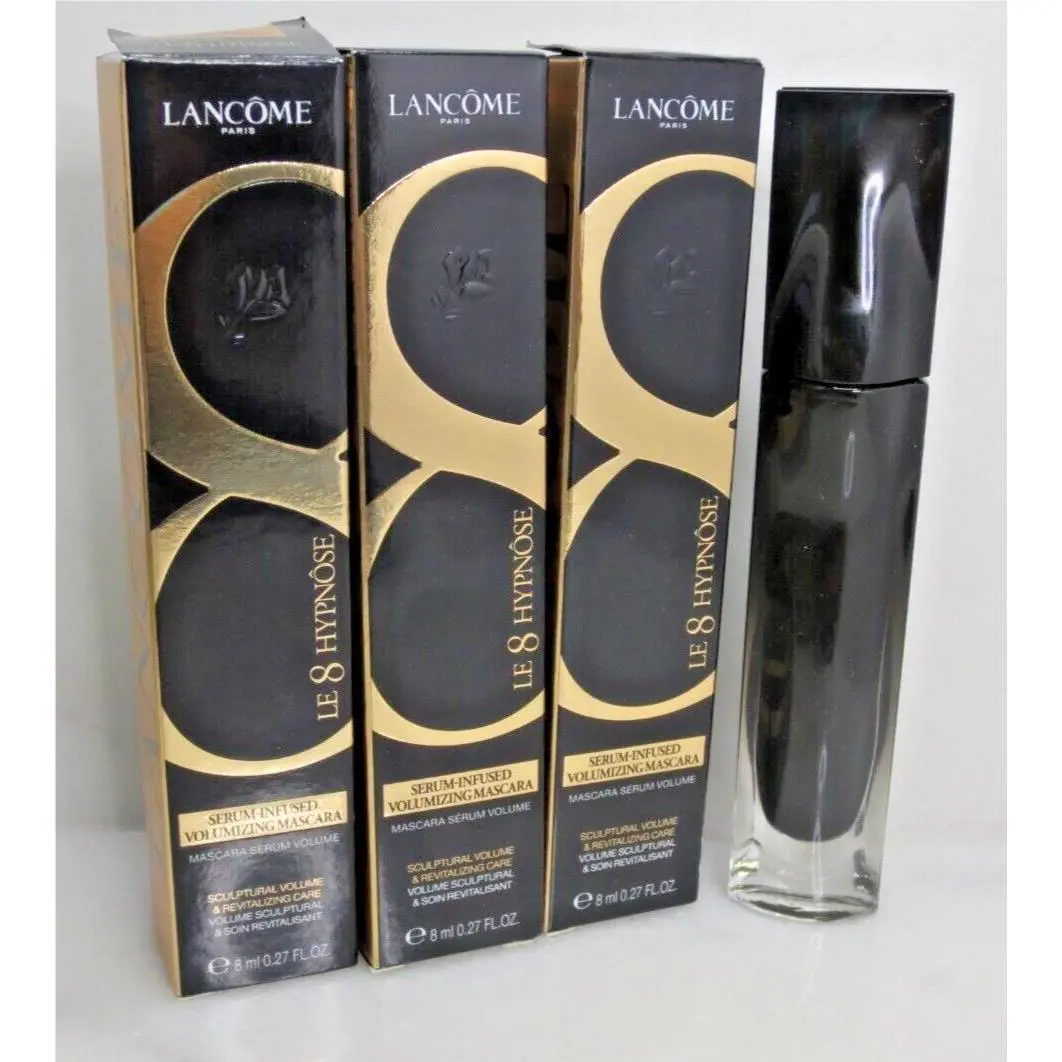 Lancome LE 8 Hypnose Serum Infused Voluminizing Mascara 01 Noir Sculptural 3 Pcs