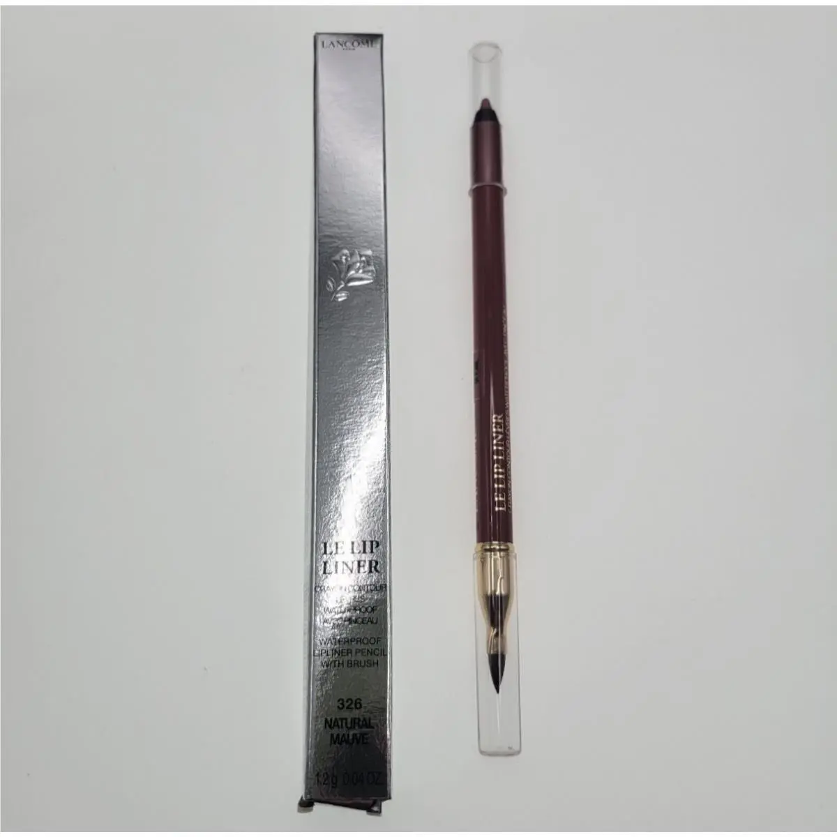 Lancome 326 Natural Mauve Le Lipstique Dual Ended Lip Liner Pencil Brush Box