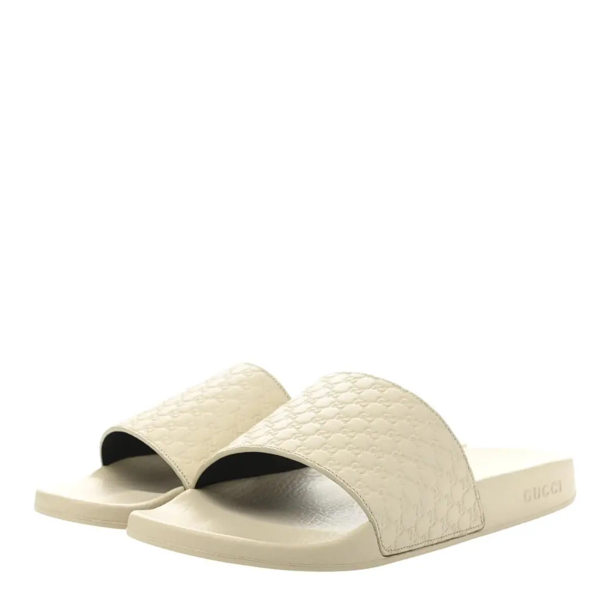 Men`s  Ivory Microguccissima Rubber Slides Sandals 567115 by Gucci