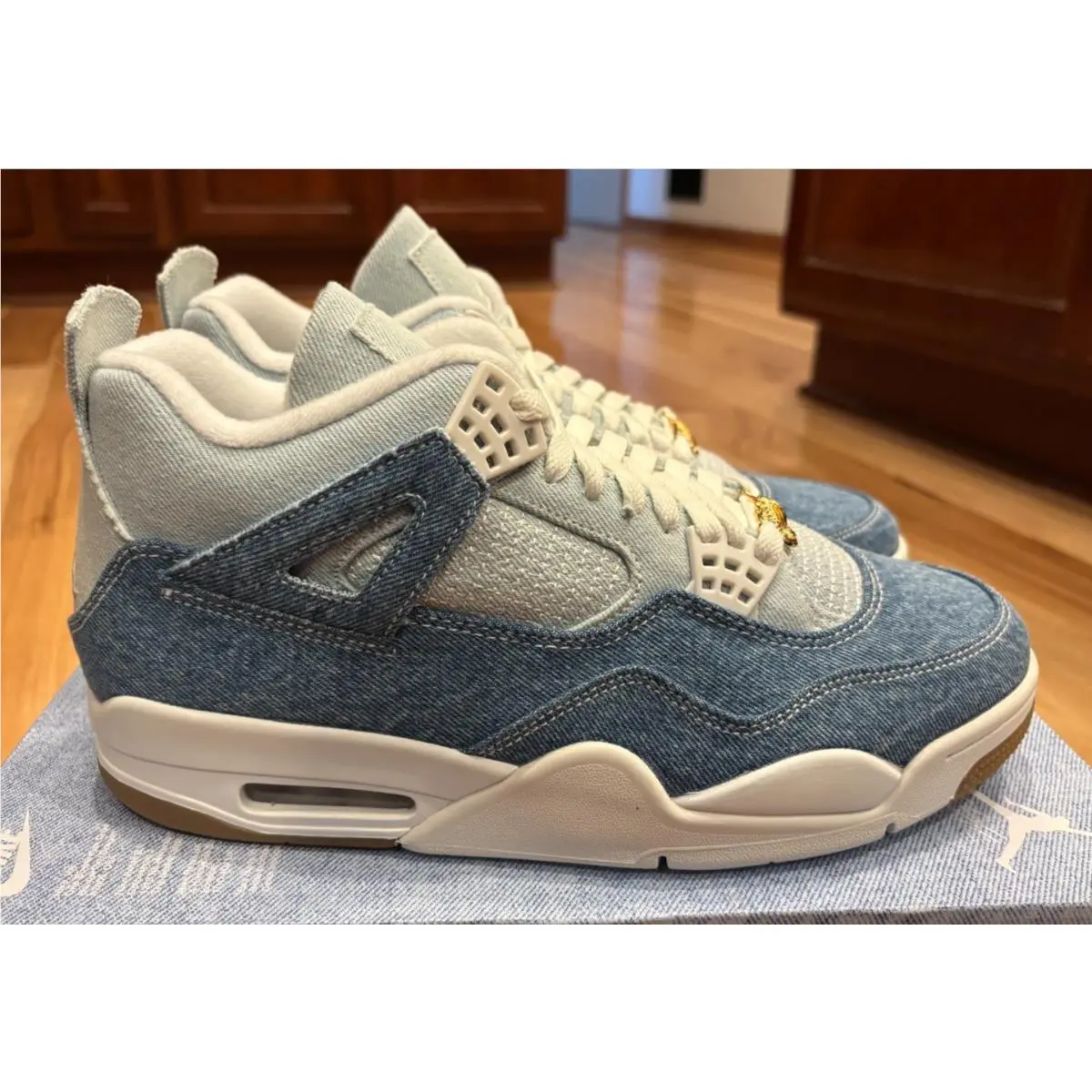 Nike Air Jordan 4 Retro Tex Worn Blue Denim-brown Womens Sz 6.5 IB6716-100