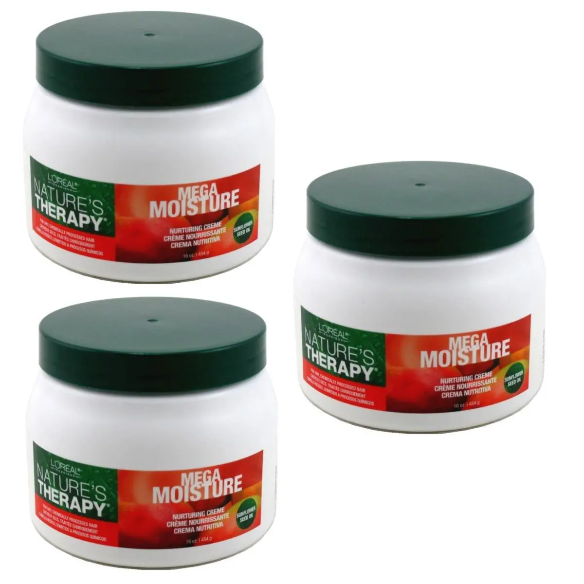 BL Loreal Natures Therapy Mega Moisture Hair Creme 16oz Jar X 3 Packs