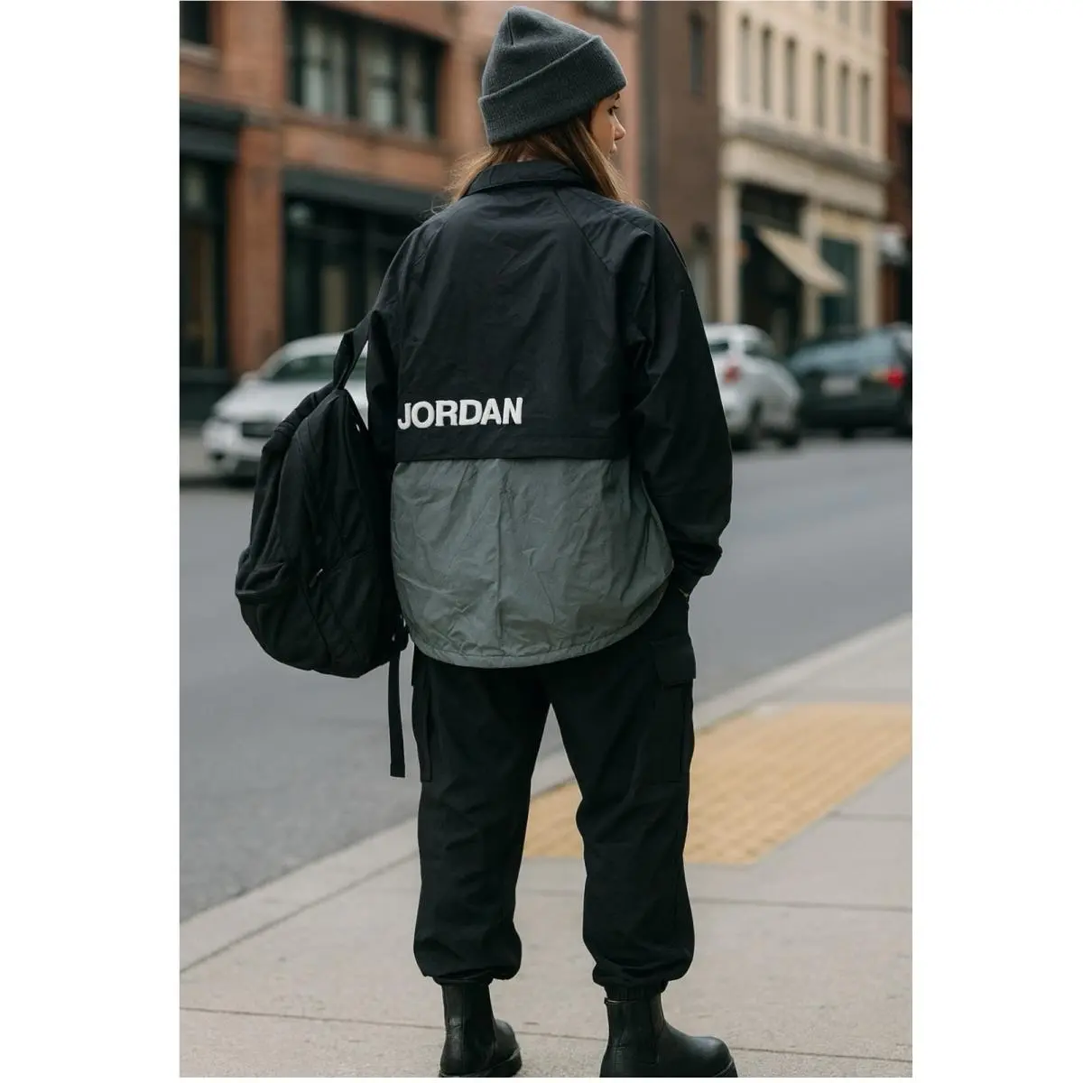 Nike Air Jordan Jacket Womens Black Windbreaker CU6319-010 Sporty Reflective M