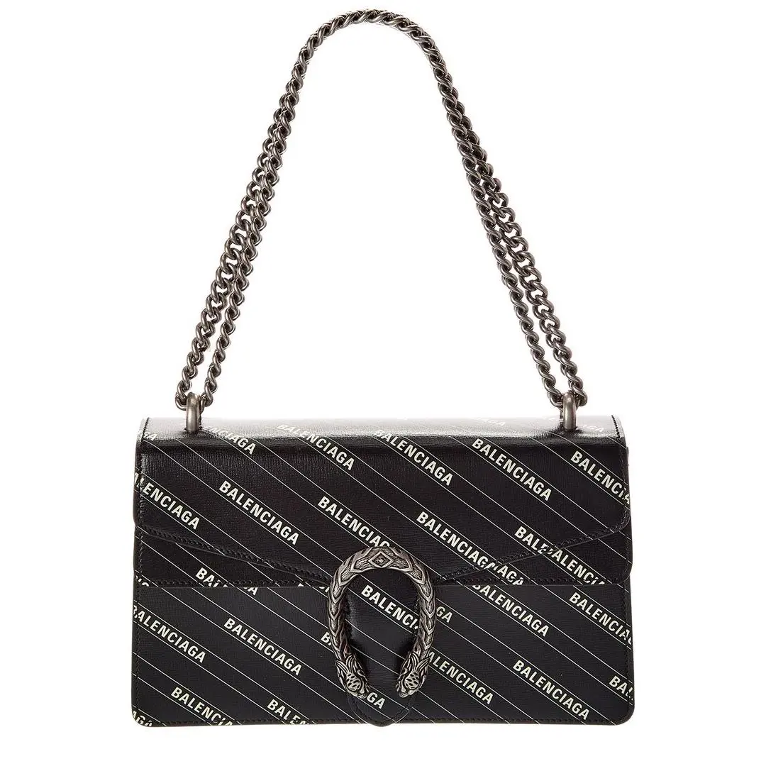 Gucci X Balenciaga Dionysus Small Leather Shoulder Bag Women`s Black