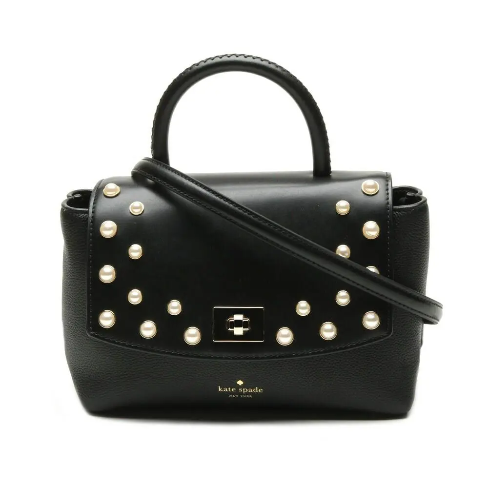 Kate Spade X8115 Serrano Place Dorian Pearl Studded Black Satchel