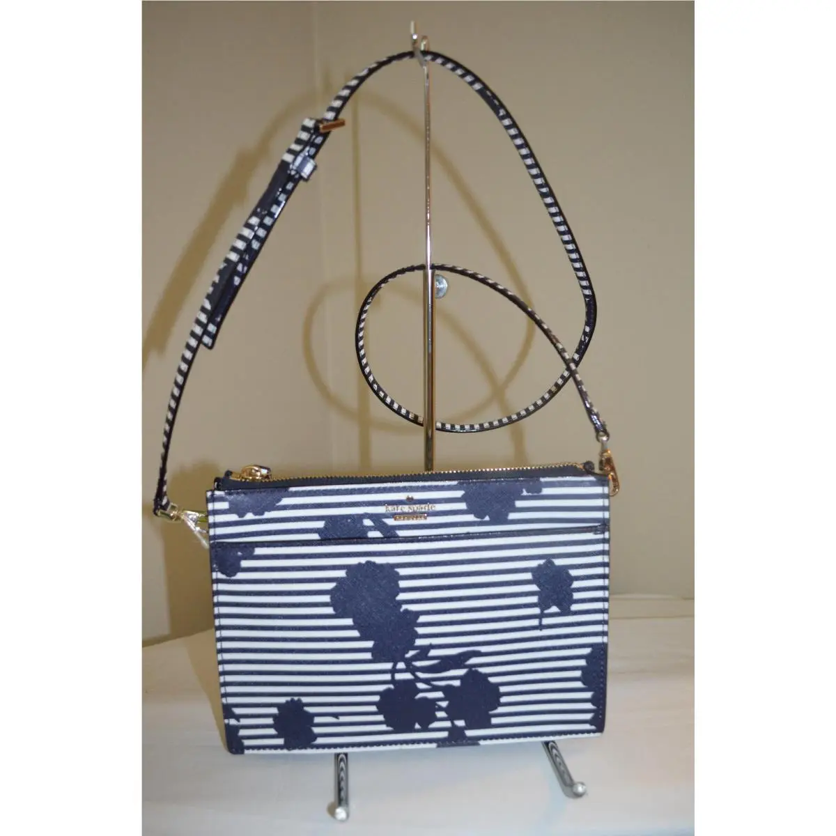 Kate Spade NY Clarise Crossbody Rich Navy Striped Multi White