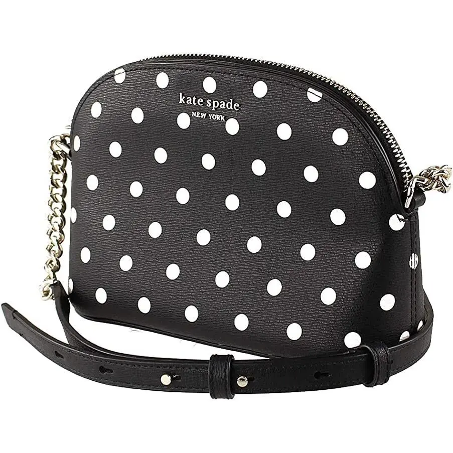Kate Spade X8004 Womens Black/white Spencer Cabana Dot Small Dome Crossbody