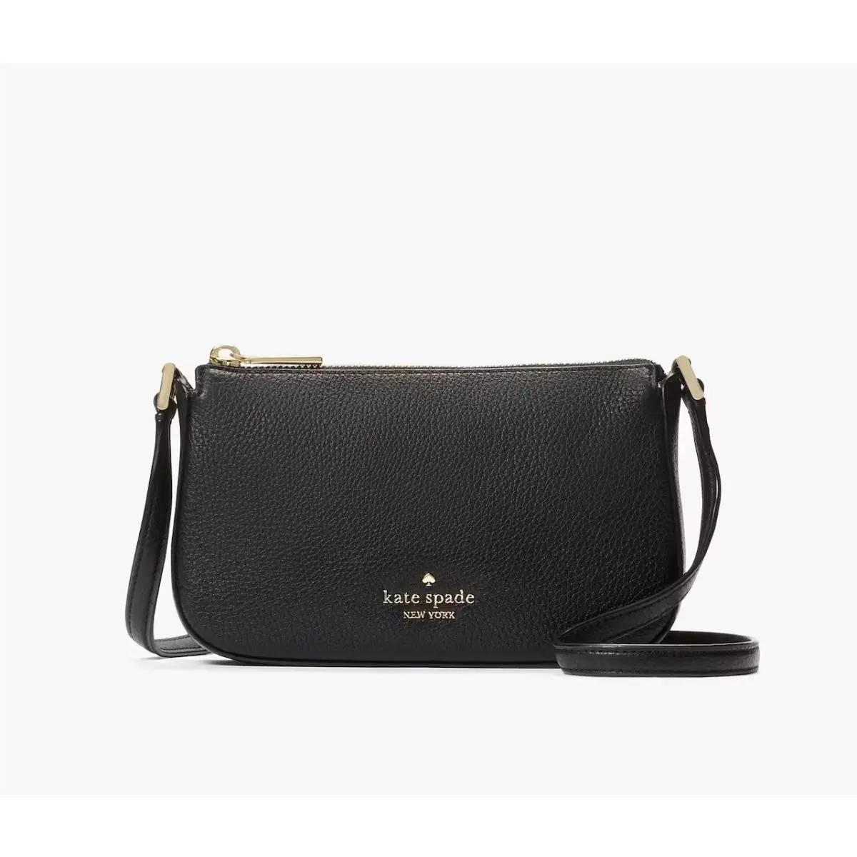 Kate Spade New York Taylor Pebbled Leather Double Zip Crossbody Black Gold
