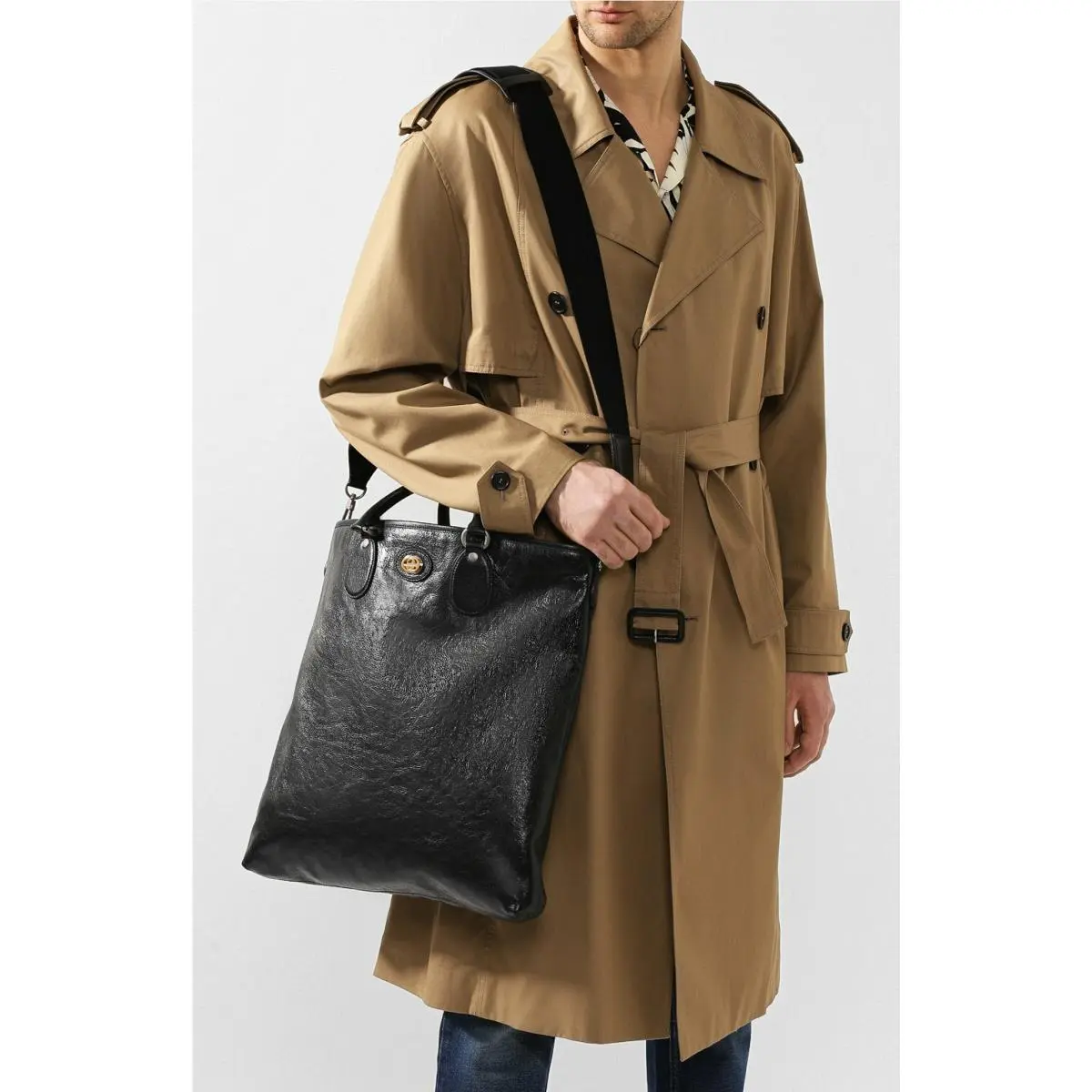 Gucci X6202 Men`s Black Leather Shoulder Messenger Bag