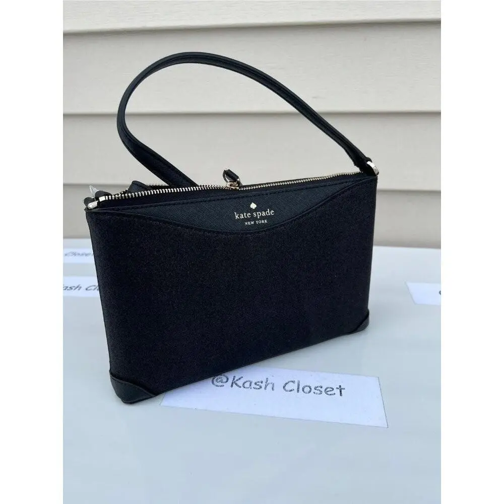 Kate Spade Crossbody Bag Glitter Fabric Purse Black