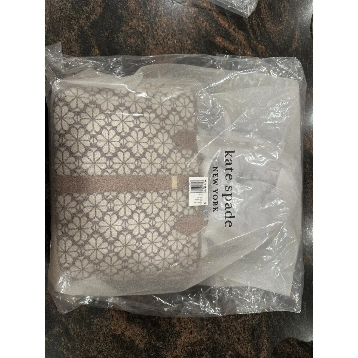 Kate Spade Spade Flower Jacquard Medium Open Tote Burgundy Brown BG2