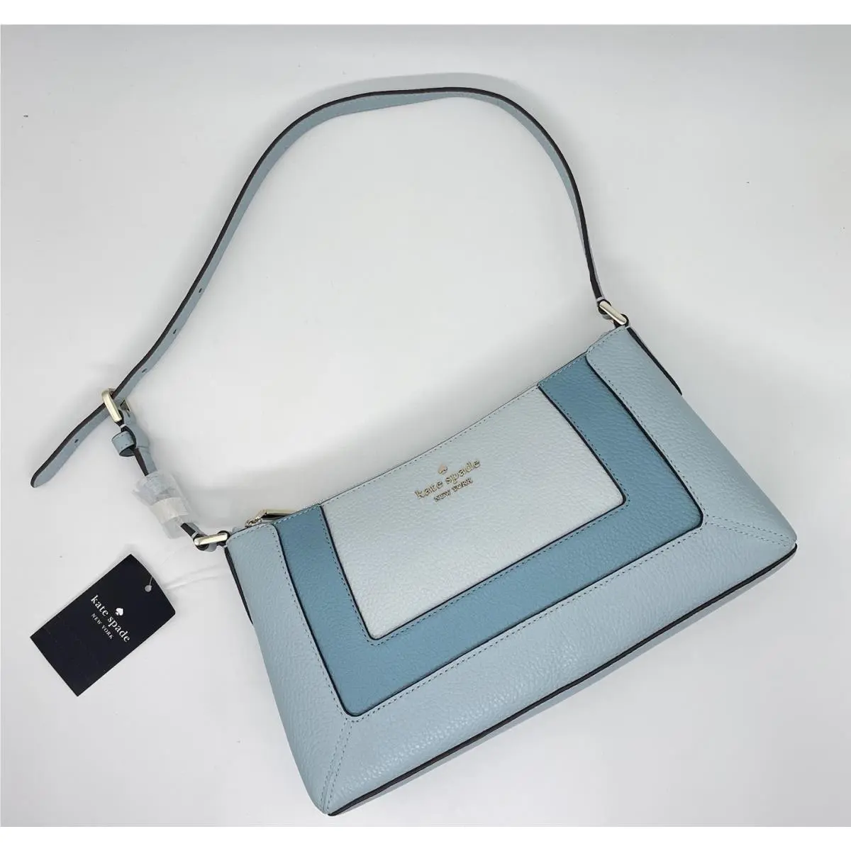 Kate Spade Lena Small Pieced Color Block Sky Blue Purse Handbag