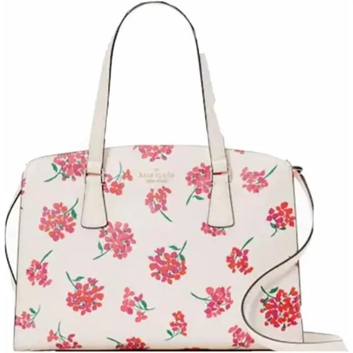 New Kate Spade Perry Medium Satchel with Crossbody Strap Retail - Handle/Strap: Beige, Hardware: Gold, Exterior: Fresh Peach Multi